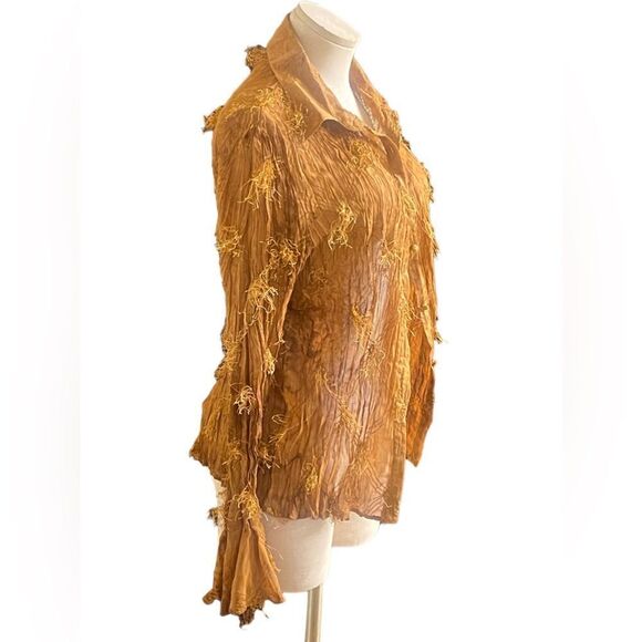 Chic Vintage Rag & Bone Fringe Button-Up Shirt with Bell Cuffs - Picture 2 of 5